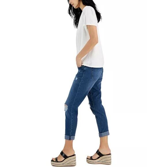 INC International Concepts Curvy MidRise Ripped Straight-Leg Blue Jeans 0/25 $70 - Picture 6 of 12